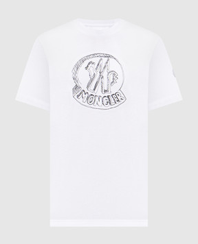 Moncler Біла футболка з вишивкою логотипа L10918C0003589AUG