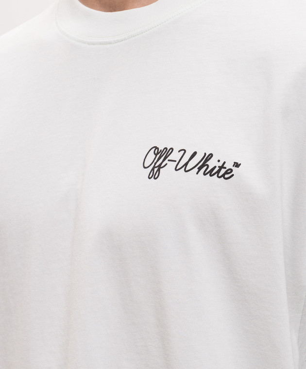 Off-White Зелена футболка з контрастним принтом логотипа 44MAA120S26J01D зображення 5