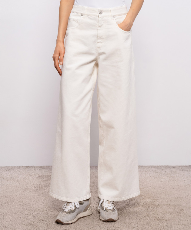 Brunello Cucinelli Белые джинсы с логотип патч M0H81P4075 изображение 3