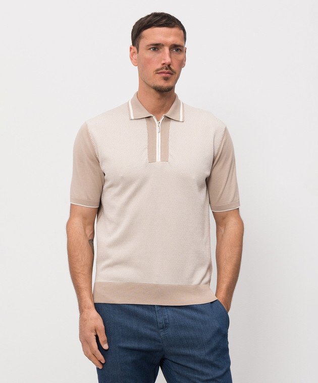 Castangia dal 1850 Бежевое поло в узор Q811840HSWZS26 изображение 3
