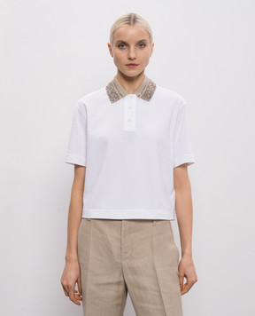 Brunello Cucinelli Біле поло з паєтками M0T63EJ105
