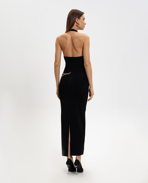 Herve Leger Черное платье SYBIL с цепочкой 46HLT8551197