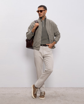 Brunello Cucinelli Джемпер цвета хаки с молнией M29400104