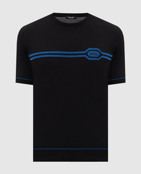 Stefano Ricci Чорна футболка із шовком K818119G10F26285