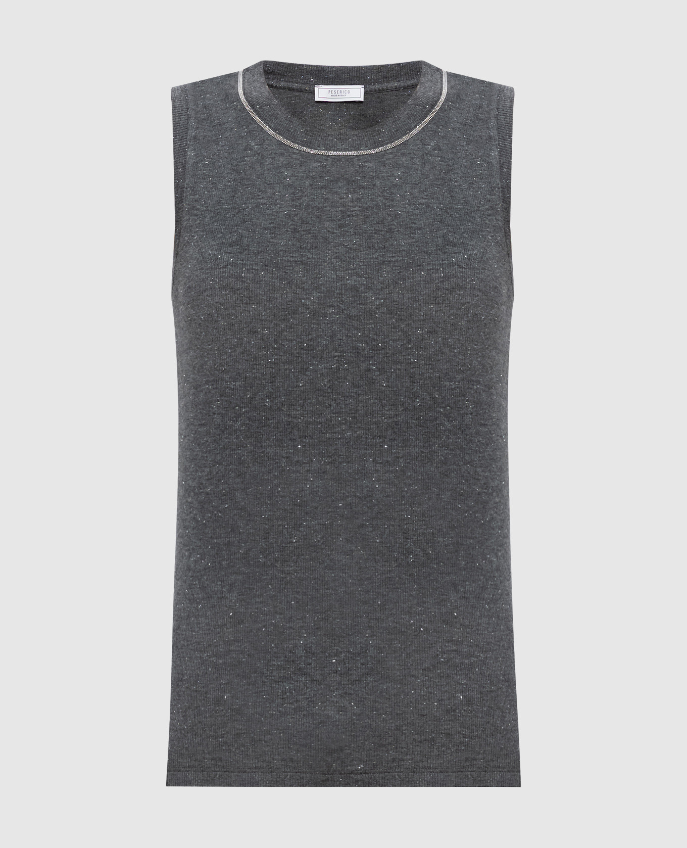 Серая майка в рубчике с цепочкой мониль