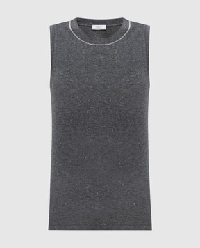 Peserico Сіра майка в рубчик з ланцюжком моніль A08700J002351