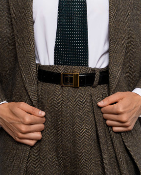 Saint Laurent Черный кожаный пояс Cassandre 732556EABCU