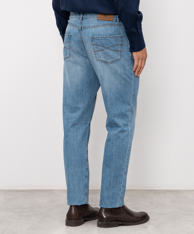 Brunello Cucinelli Блакитні джинси з патчем логотипа M0Z37X1290 зображення 4