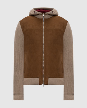 Brunello Cucinelli Коричневая комбинированная куртка MPCLF2053