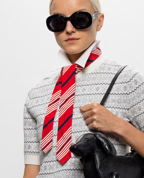 Thom Browne Красный галстук с шелком в полоску FNL029AF0984