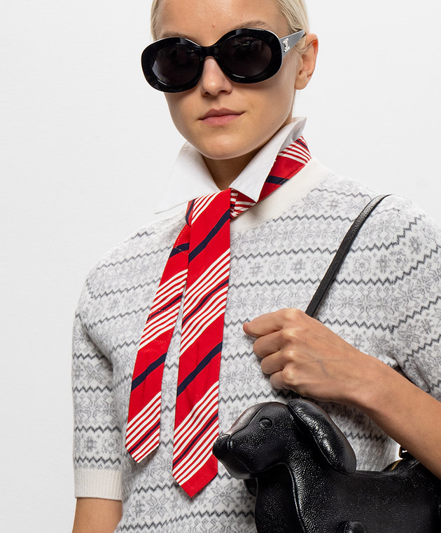 Thom Browne Красный галстук с шелком в полоску FNL029AF0984 изображение 2