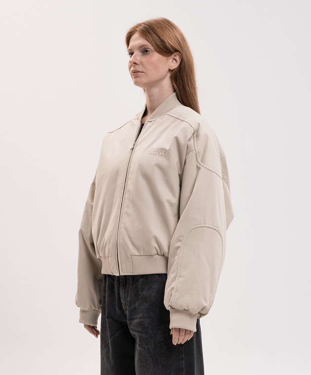 Maison Margiela MM6 Бежевий бомбер з вишивкою емблеми S52AM0369M36019 зображення 3