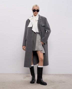 Thom Browne Сіре пальто Chesterfield з вовни FOC906UF1163