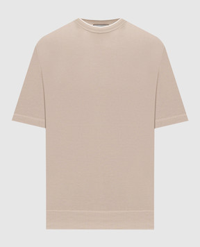Canali Бежева футболка з бавовни MK02460C1161