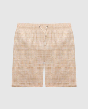 Canali Бежевые шорты для плавания в брендовый принт UA0010293024