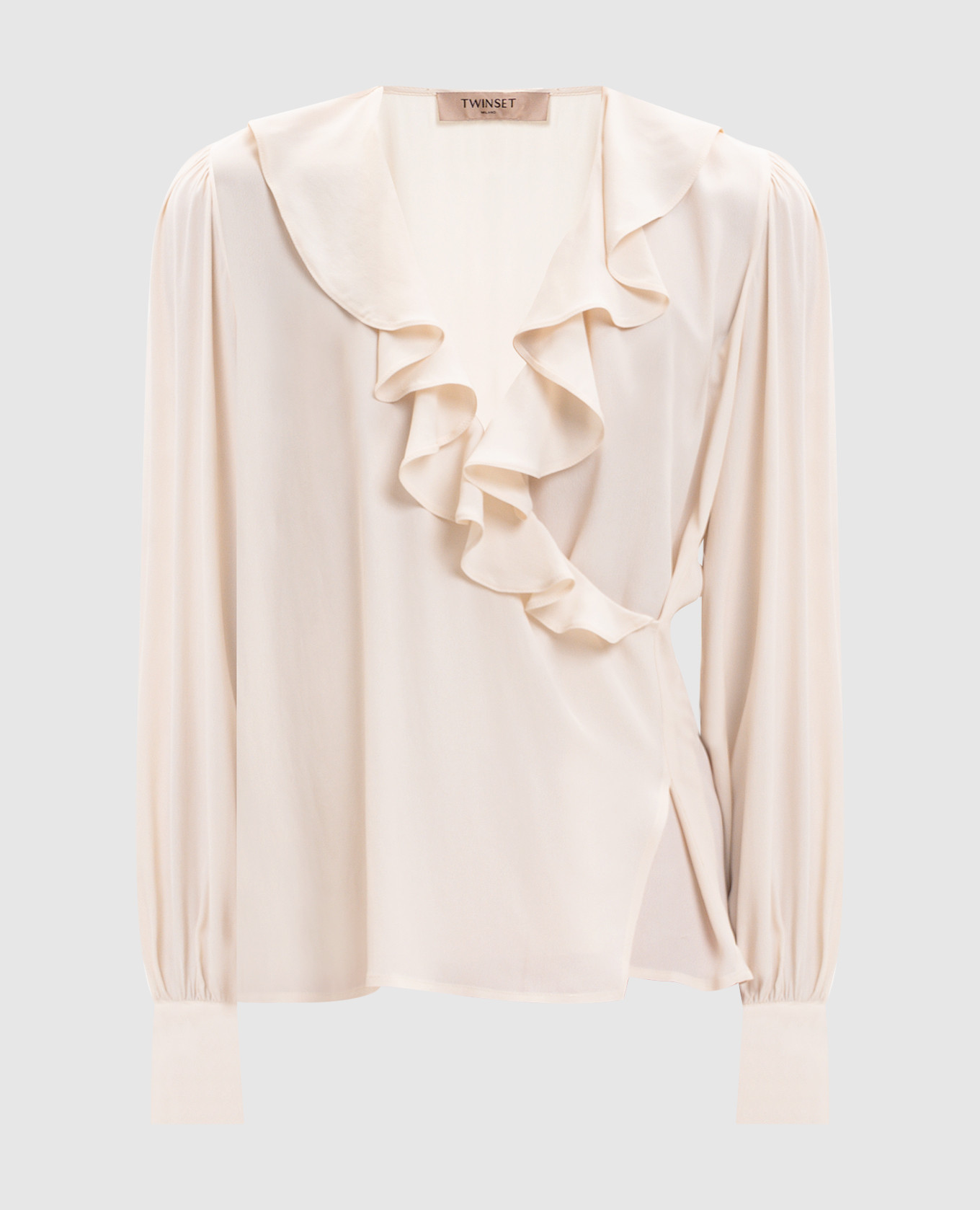 

Блуза цвета айвори с рюшами, Бежевый, Блузы