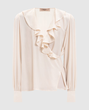 Twinset Блуза кольору айворі з рюшами 261TP2073