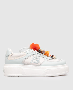 Fendi Белые кожаные кроссовки Match с подвеской 8E8721B181