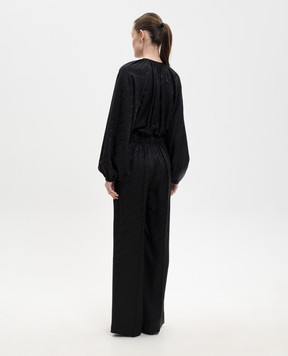 Jacob Lee Черный комбинезон из шелка в узор WSJ0102SS26BNLG