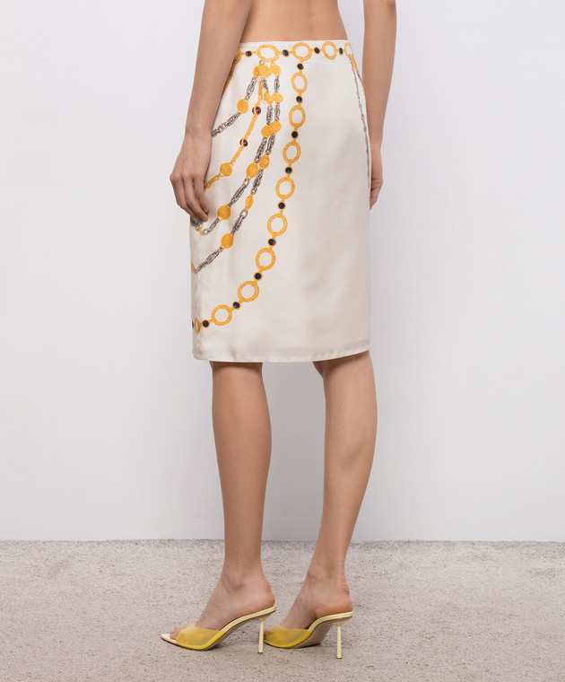 Versace Спідниця кольору айворі із шовку в принт 10246901A17952 зображення 4