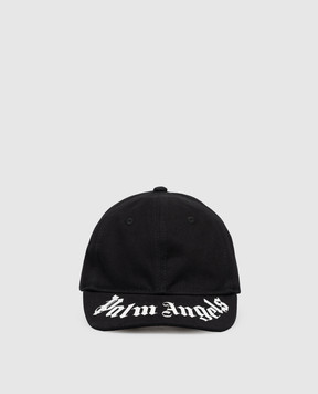 Palm Angels Детская черная кепка с контрастным принтом логотипа PBLB002S26FAB001