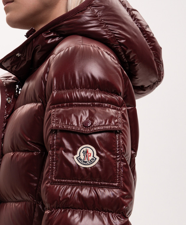 Moncler Бордовый пуховик Barante L20931A00143597Z8 изображение 5