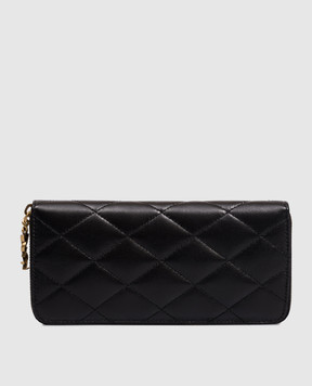 Saint Laurent Черный кожаный кошелек с геометрической стежкой 862485AAANG