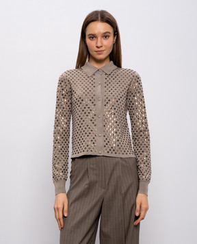 Max Mara Коричневый кардиган MXMRAGNO из шерсти с пайетками MXMRAGNO
