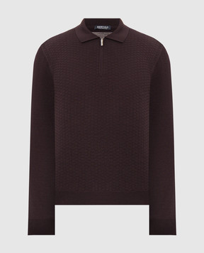 Bertolo Cashmere Фиолетовое поло из шерсти и шелка с фактурным узором 902473002514