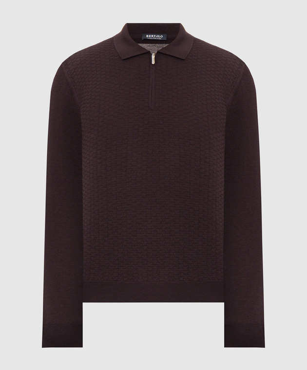 Bertolo Cashmere Фиолетовое поло из шерсти и шелка с фактурным узором 902473002514