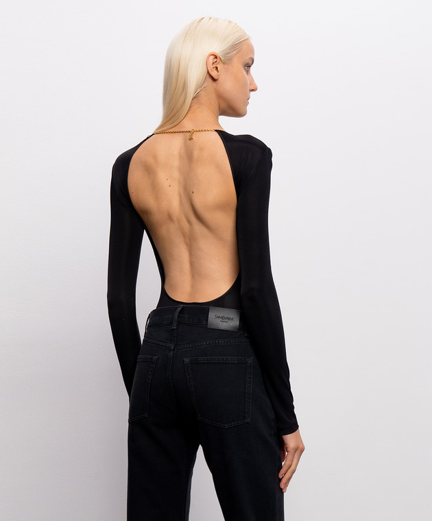 Saint Laurent Черное боди с подвеской Cassandre 876794Y38DS изображение 4