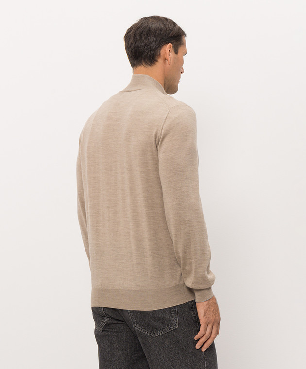 Brunello Cucinelli Бежевый кардиган из шерсти и кашемира на молнии M2400106 изображение 4