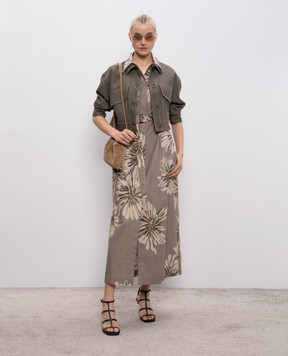 Brunello Cucinelli Джинсовая куртка цвета хаки с цепочкой мониль MB1257801