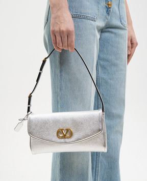 Valentino Серебристый кожаный клатч DeVain 8W0B0T31NVB