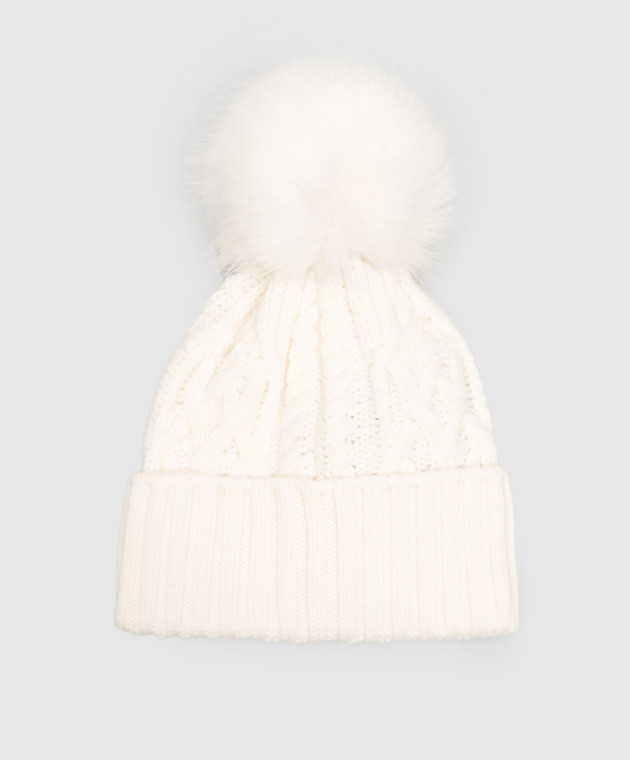 Moncler Шапка из шерсти и кашемира цвета айвори с помпоном L20933B00041M4506 изображение 3