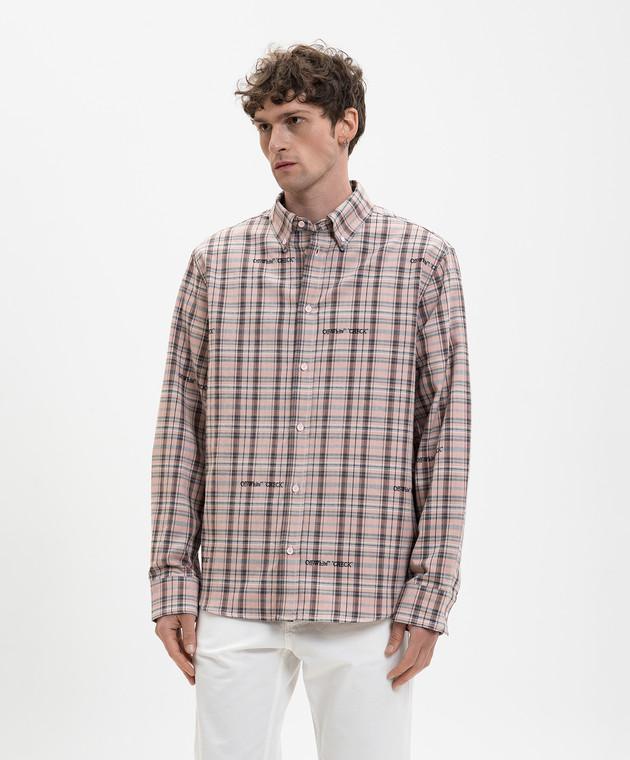 Off-White Розовая рубашка в узор с вышивкой логотипа 44XGE04MS26F001 изображение 3