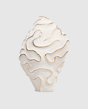 Fos Ceramiche Біла порцелянова фактурна ваза Stony з позолотою STONYG