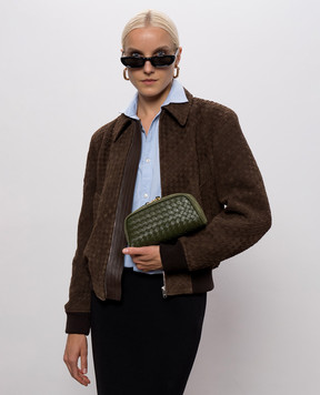 Bottega Veneta Зелена шкіряна кометичка Nodo 876510V0HW8