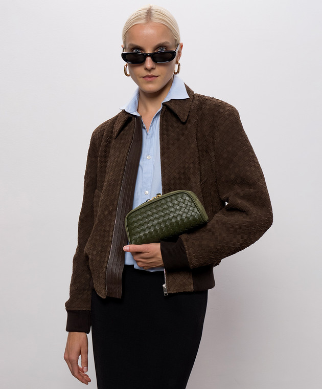 Bottega Veneta Зелена шкіряна кометичка Nodo 876510V0HW8 зображення 2