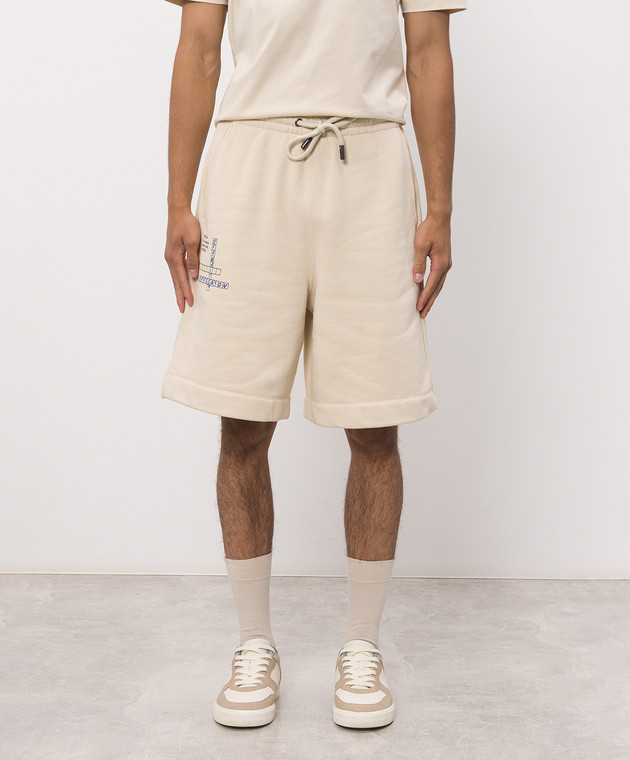 Off-White Бежевые шорты с принтом Connect Dots 44MCB09KF26F001 изображение 3