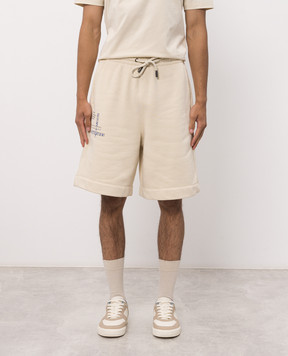 Off-White Бежевые шорты с принтом Connect Dots 44MCB09KF26F001