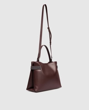 Brunello Cucinelli Бордова шкіряна сумка Essence MBTKD2503
