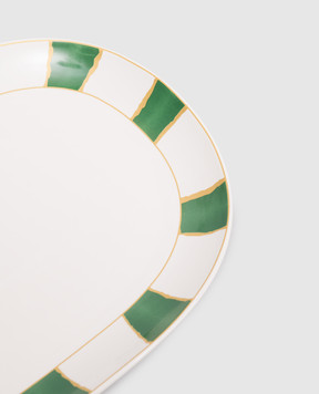 Geminiano Cozzi 1765 Біле порцелянове овальне блюдо Striche Verdi e Oro LGCFL20459036