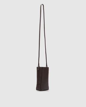 Brunello Cucinelli Коричневая кожаная сумка с тиснением логотипа MWXAD2739P