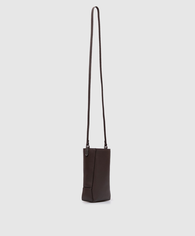 Brunello Cucinelli Коричневая кожаная сумка с тиснением логотипа MWXAD2739P изображение 3