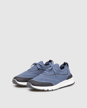 Brunello Cucinelli Синие кроссовки с логотипом MZUAUFO340