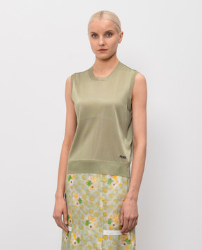 Fendi Топ кольору хакі з вишивкою логотипа FZXE84AW4V