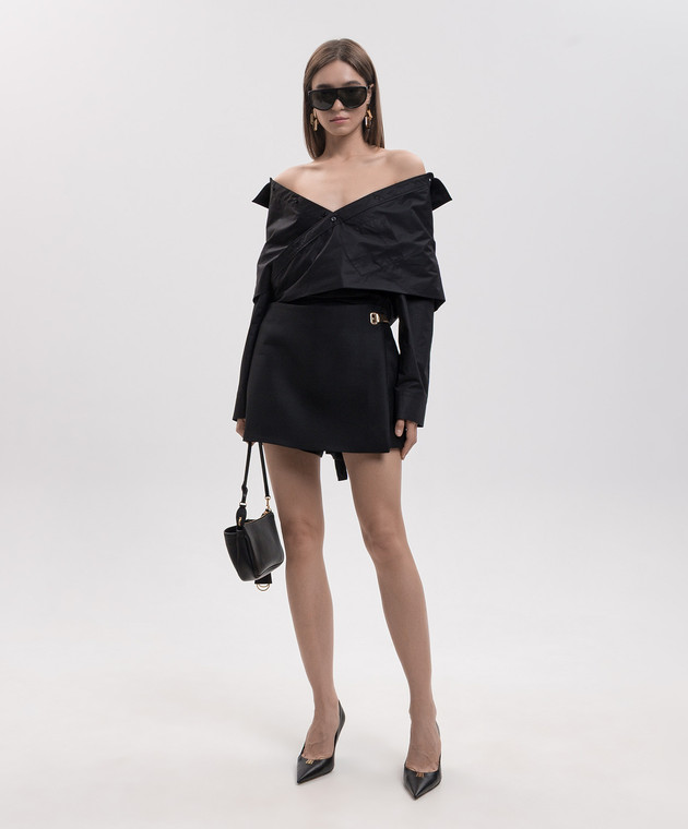 Balenciaga Черные шорты-юбка из шерсти и шелка A002BPTUT22 изображение 2