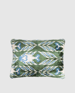 Les Ottomans Зеленая декоративная подушка из шелка в принт V43140X50D