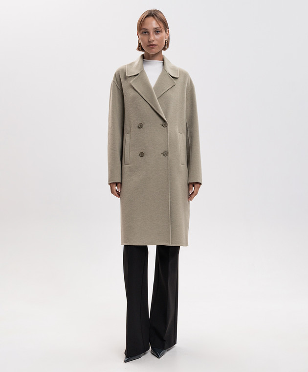 Twinset Зеленое двубортное пальто с шерстью 262TP2011 изображение 3